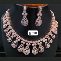Jain Jewellers Rose Gold Plated AD Stone Necklace Set