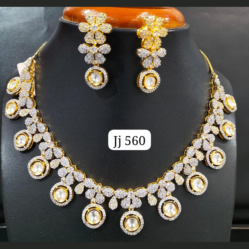 Jain Jewellers Gold Plated AD Stone Necklace Set