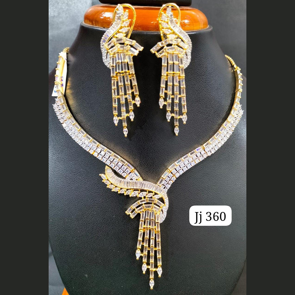 Jain Jewellers Gold Plated AD Stone Necklace Set