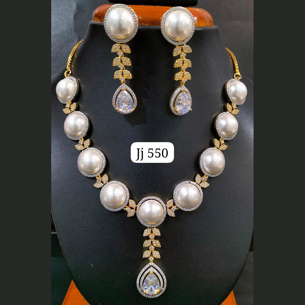 Jain Jewellers Gold Plated AD Stone Necklace Set