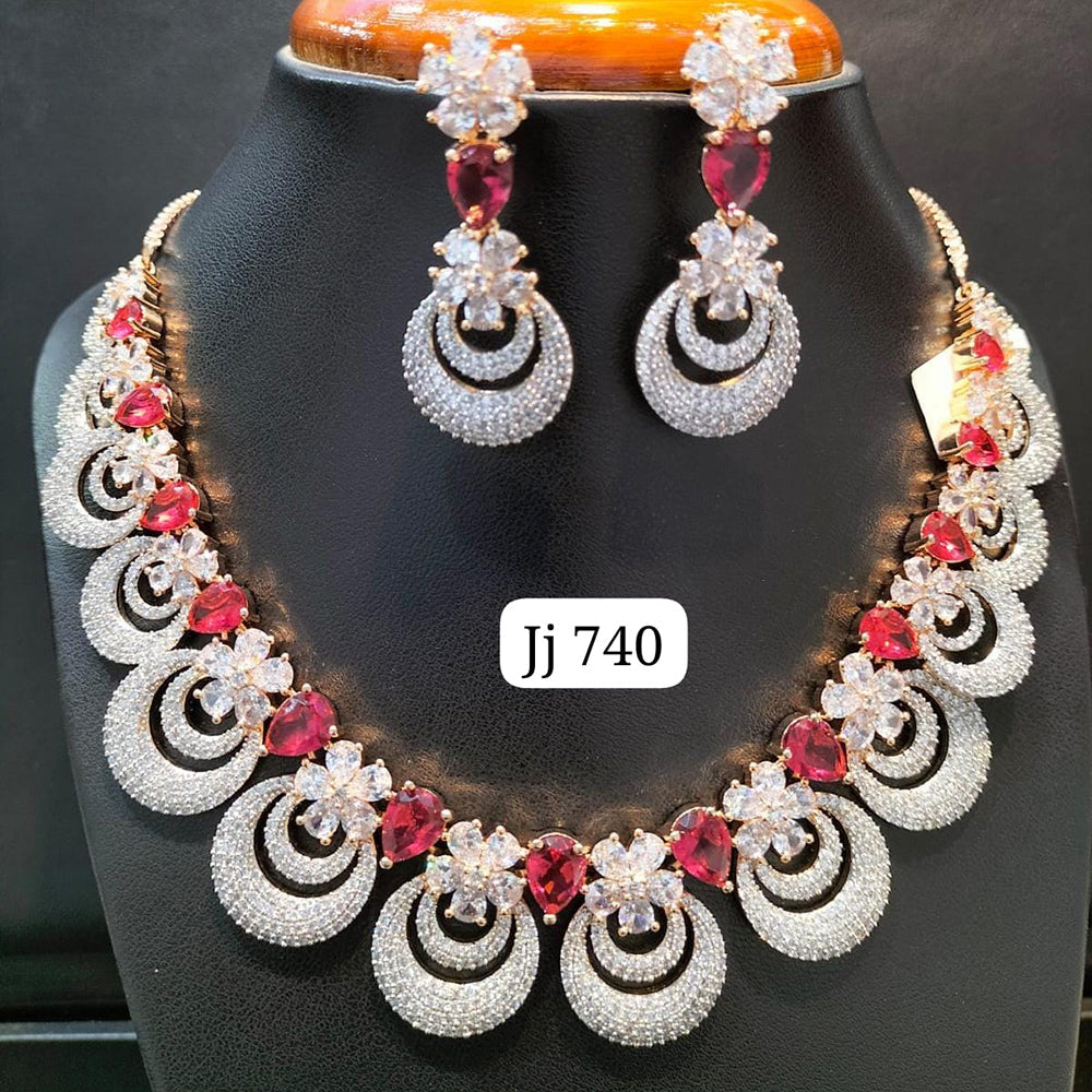 Jain Jewellers Gold Plated AD Stone Necklace Set
