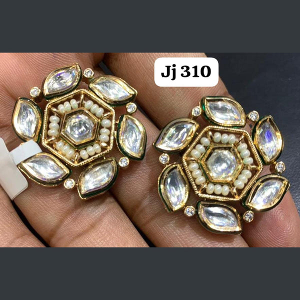 Jain Jewellers Gold Plated Kundan Stone Stud Earrings