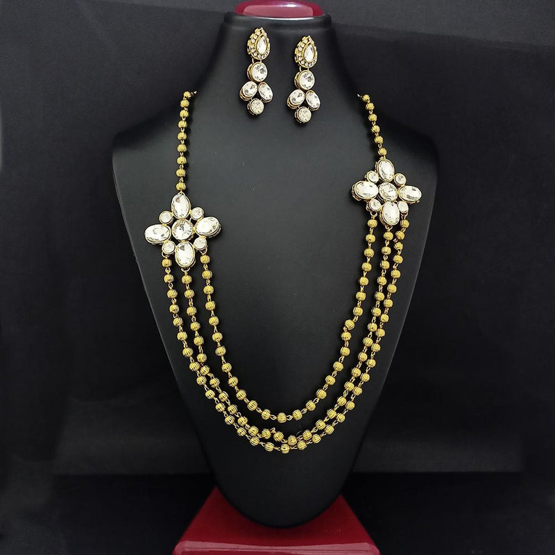 Kriaa Gold Plated Glass Stone Necklace  Set  - 1106413A