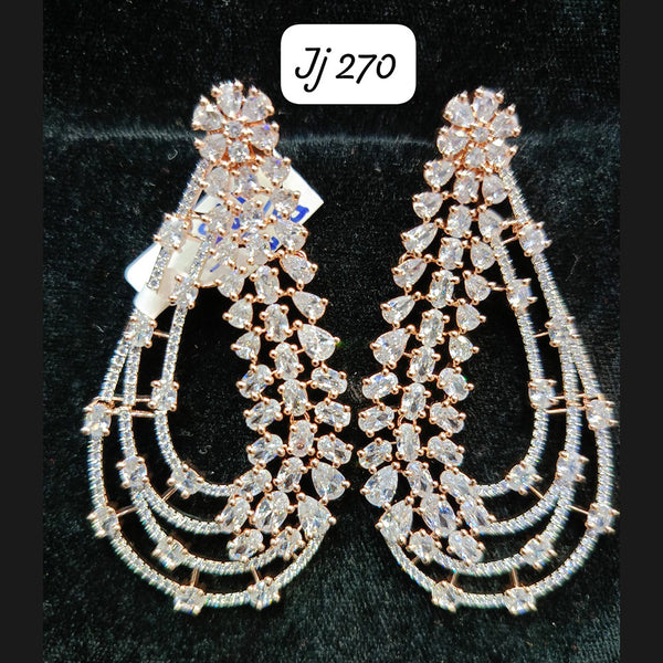 Jain Jewellers Rose Gold Plated Ad Stone Dangler Earrings