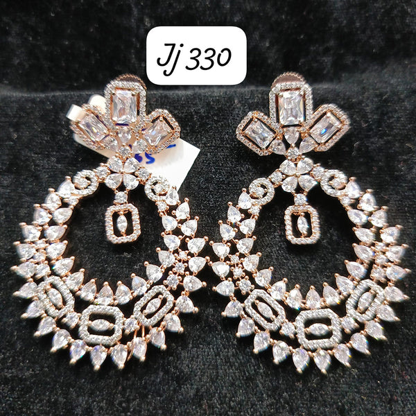 Jain Jewellers Rose Gold Plated Ad Stone Dangler Earrings