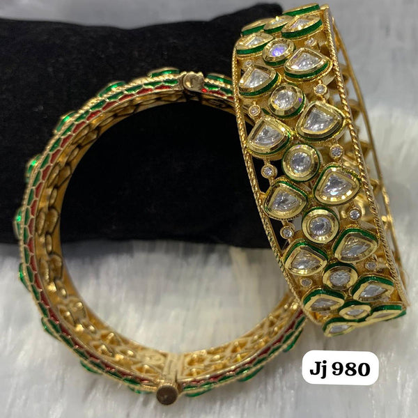 Jain Jewellers Gold Plated Kundan Stone Openable Kada