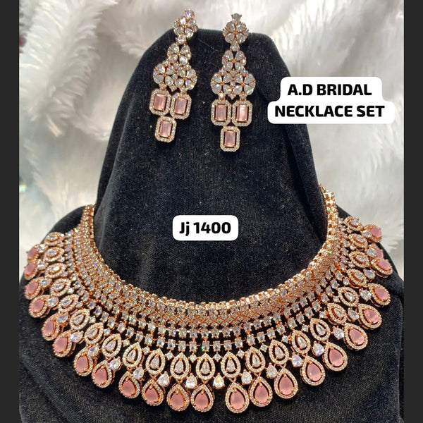 Rose Gold Dainty Earrings and Crystal Necklace | Bridal Jewelry Set – AMYO  Bridal