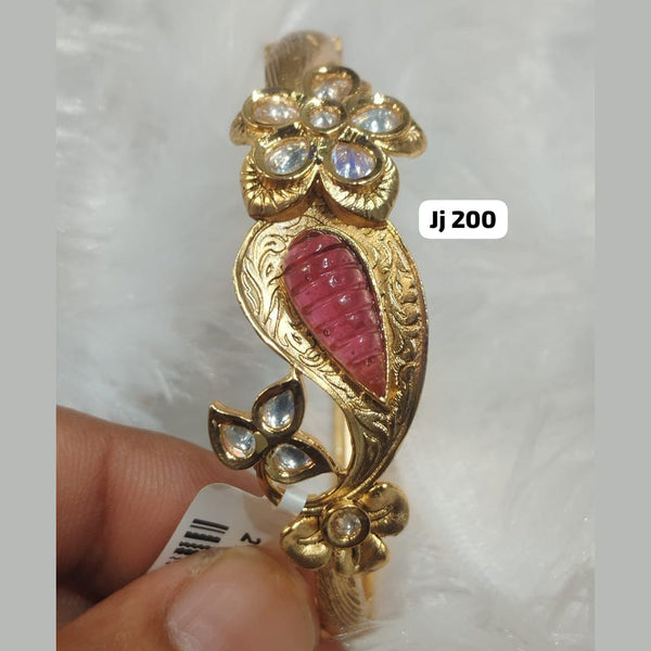 Jain Jewellers Gold Plated Kundan Openable Kada