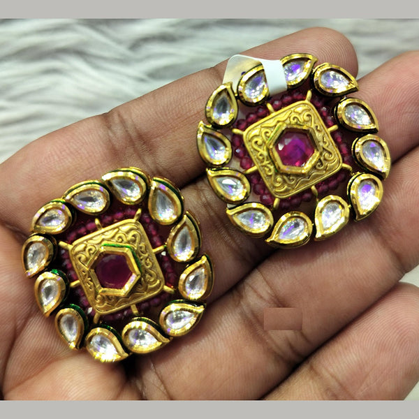 Ornate Rawa Work Gold Stud Earrings