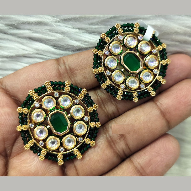 Gold tone block bottle green stone stud/Earrings dj-40221 – dreamjwell