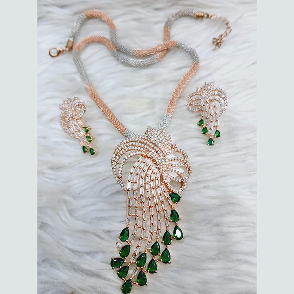 Jain Jewellers 2 Tone Plated AD Chain Pendant Set