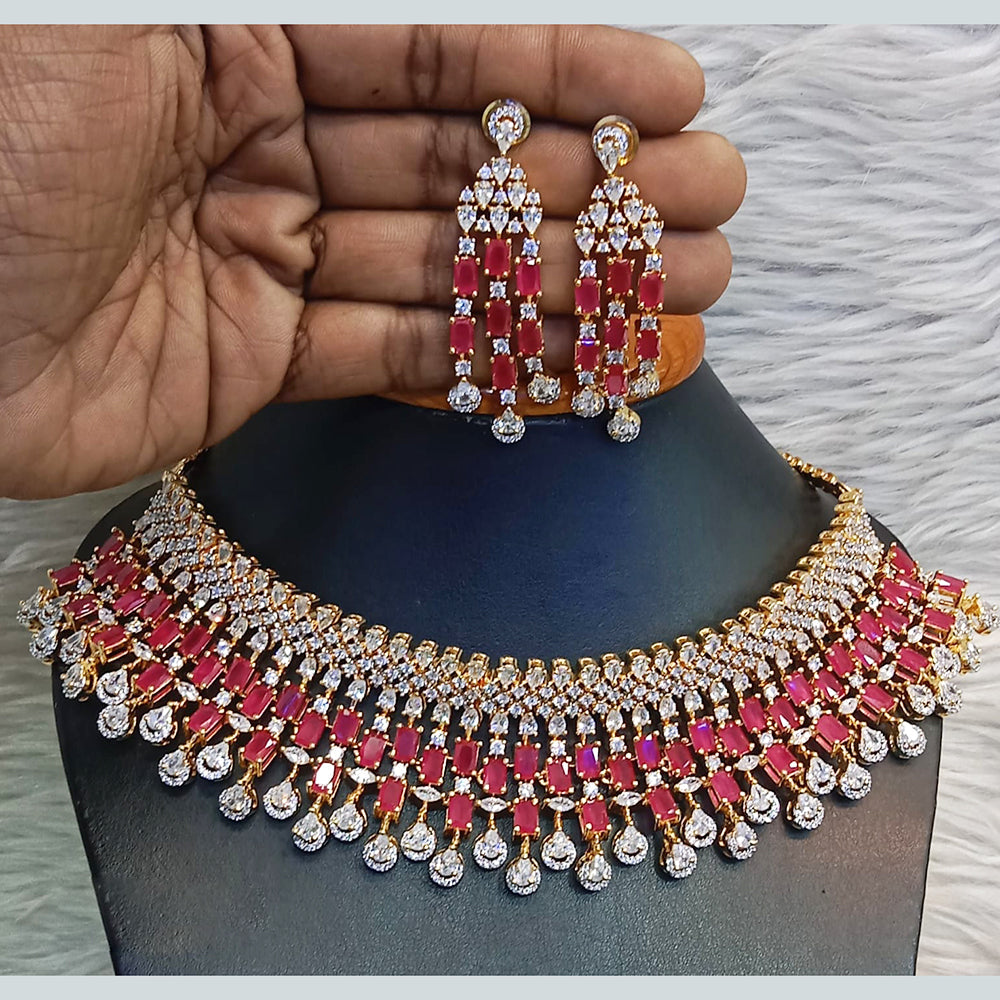 Jain Jewellers Gold Plated AD Stone Choker Necklace Set – JewelEMarket