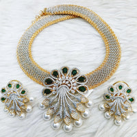 Jain Jewellers Gold Plated AD Stone Necklace Set