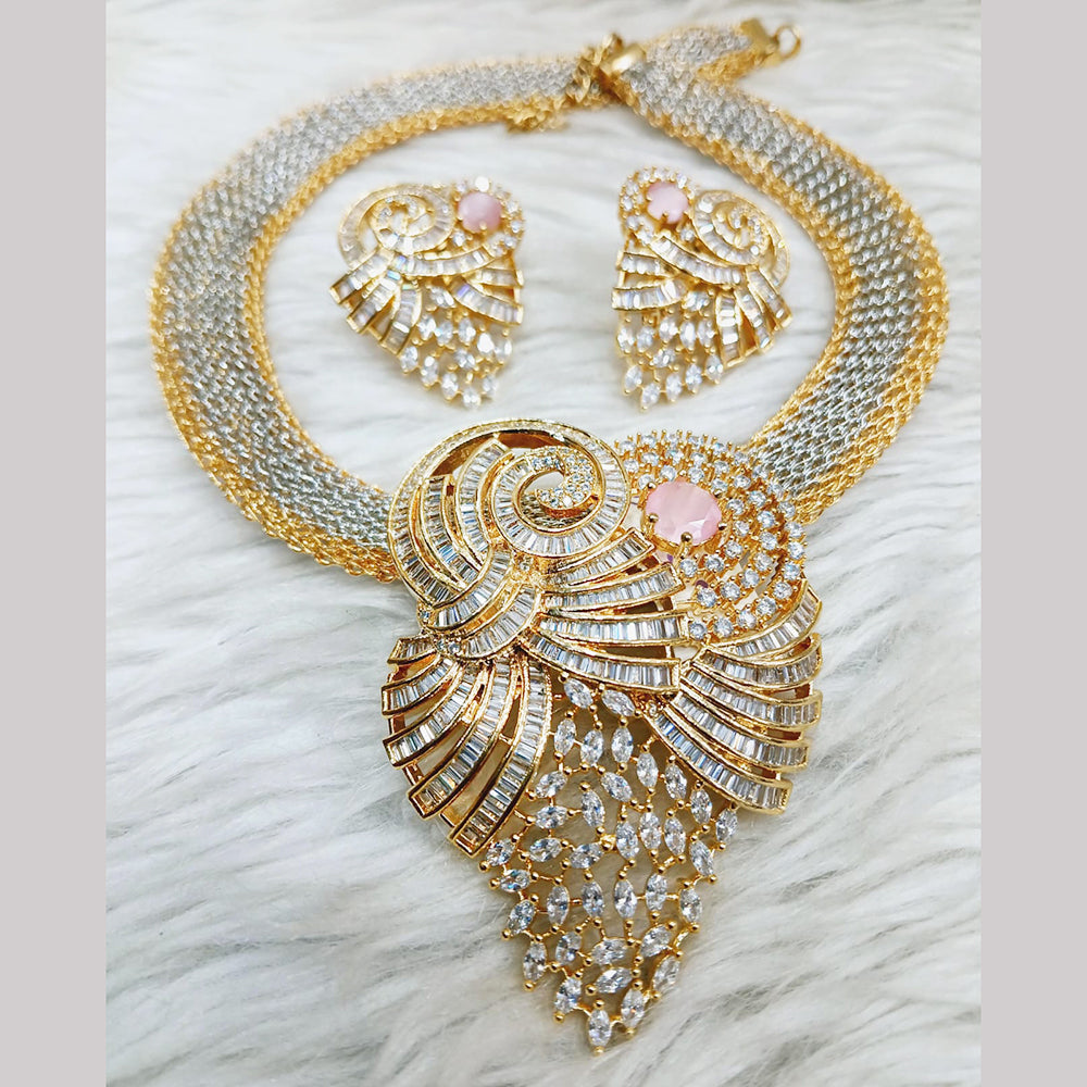 Jain Jewellers Gold Plated AD Stone Necklace Set
