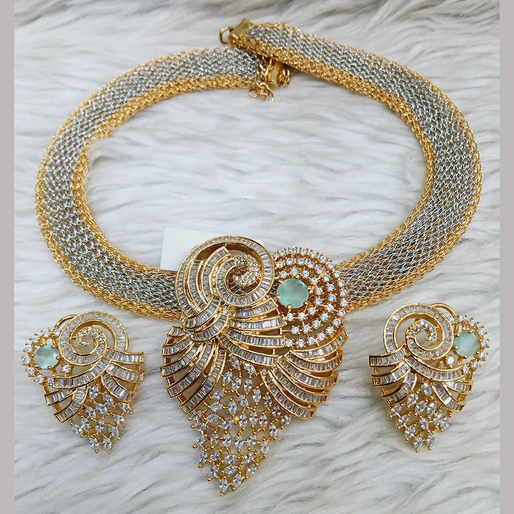 Jain Jewellers Gold Plated AD Stone Necklace Set