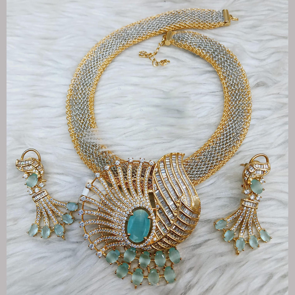 Jain Jewellers Gold Plated AD Stone Necklace Set