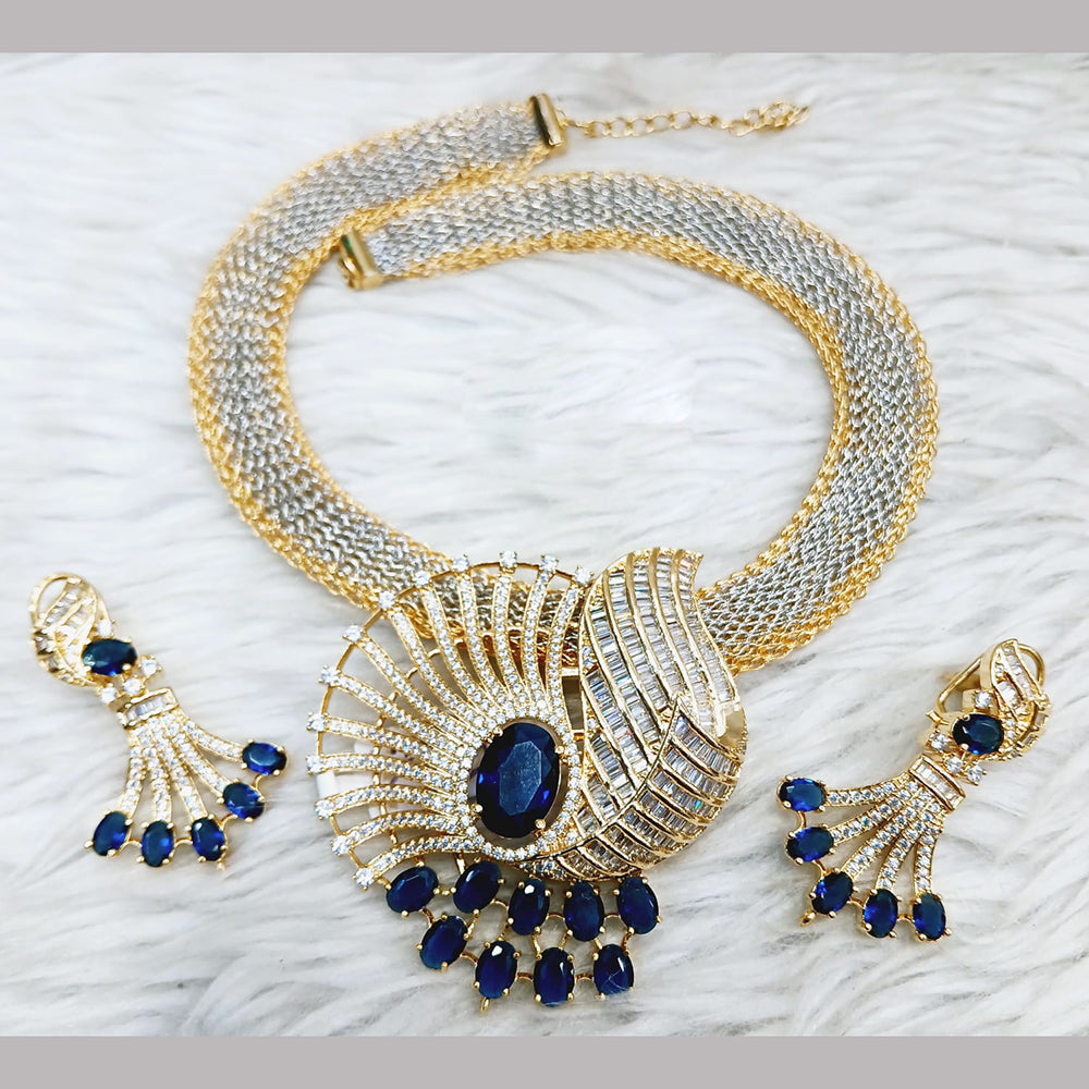 Jain Jewellers Gold Plated AD Stone Necklace Set