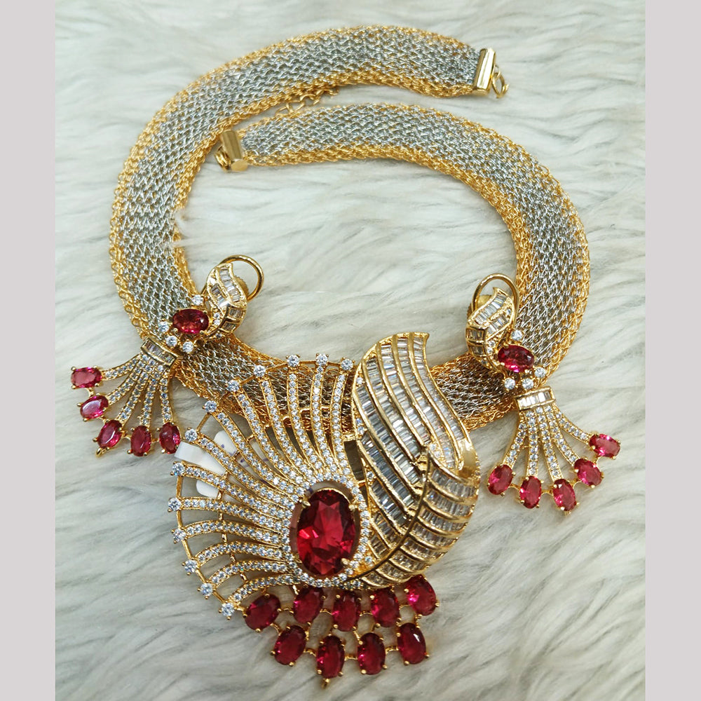 Jain Jewellers Gold Plated AD Stone Necklace Set