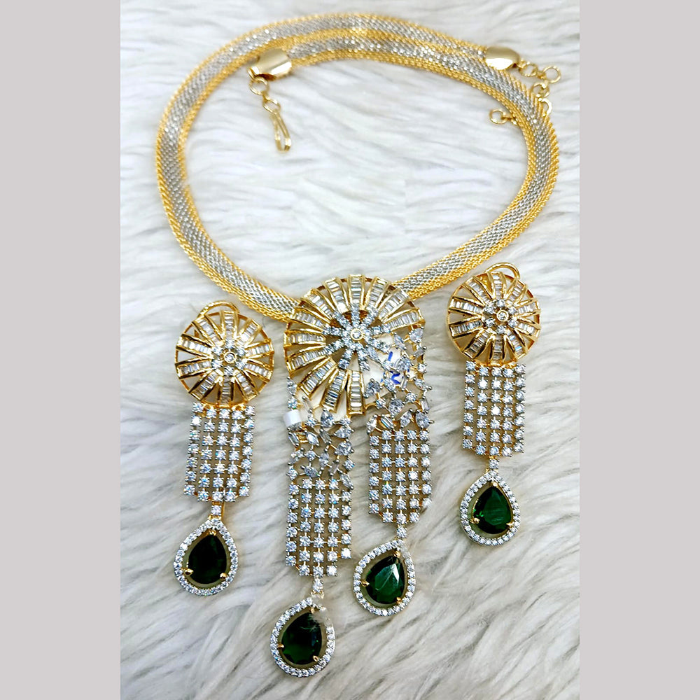 Jain Jewellers Gold Plated AD Stone Necklace Set