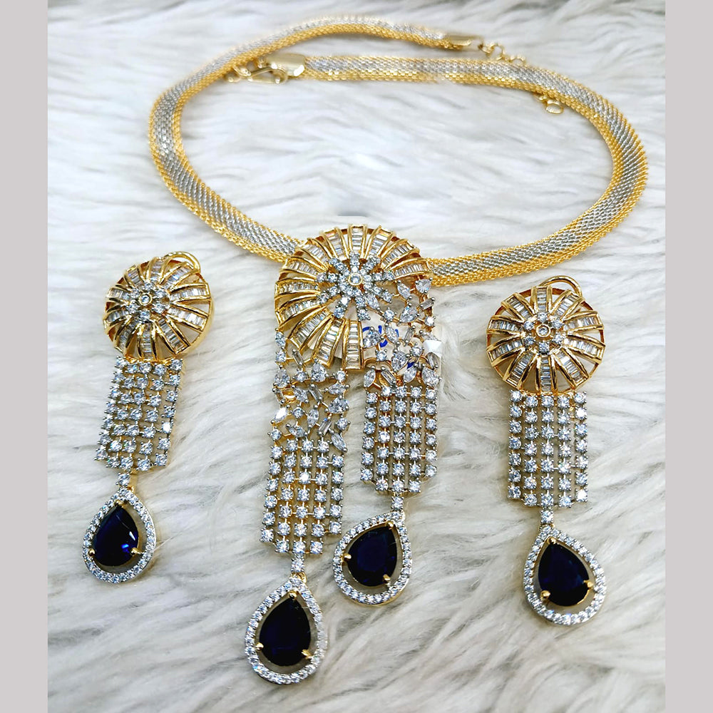 Jain Jewellers Gold Plated AD Stone Necklace Set