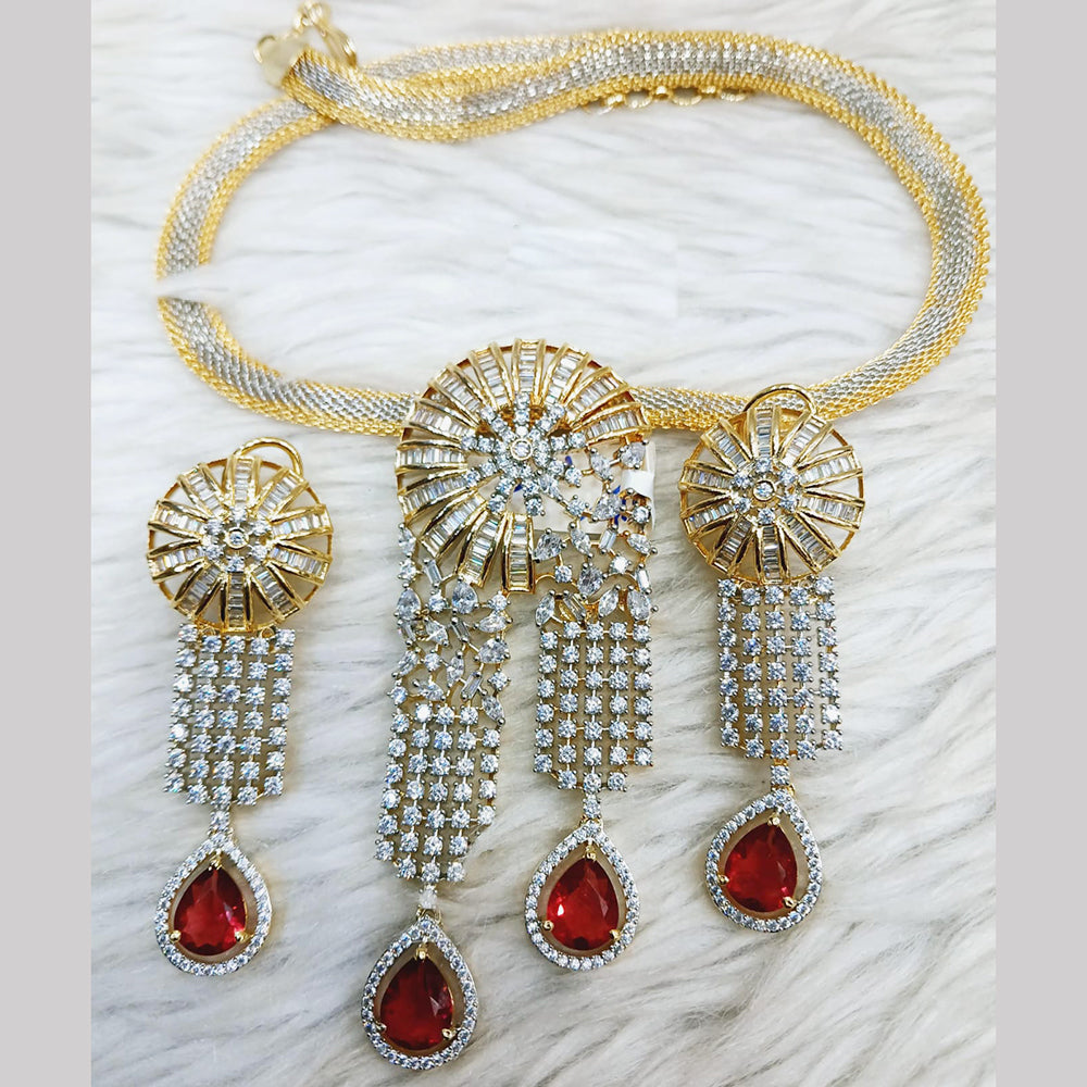 Jain Jewellers Gold Plated AD Stone Necklace Set
