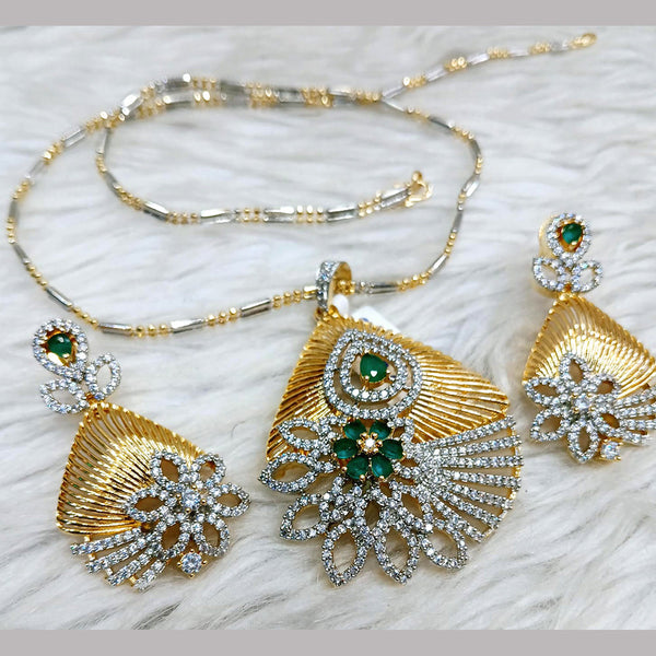Jain Jewellers Gold Plated AD Stone Chain Pendant Set