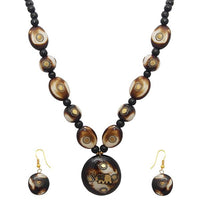 Beadside Brown Elephant Design Necklace Set - 1106603D