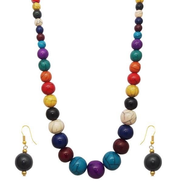 Beadside Multicolour Beads Antique Gold Plated Necklace Set - 1106611