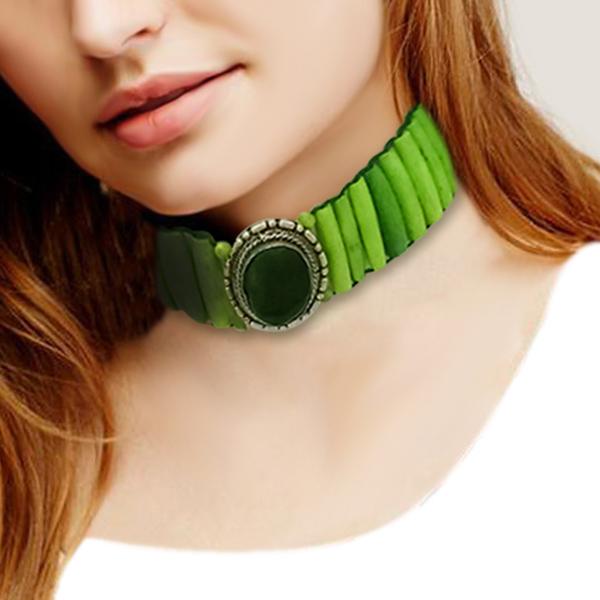 Jeweljunk Green Beads Statement Necklace - 1106631C