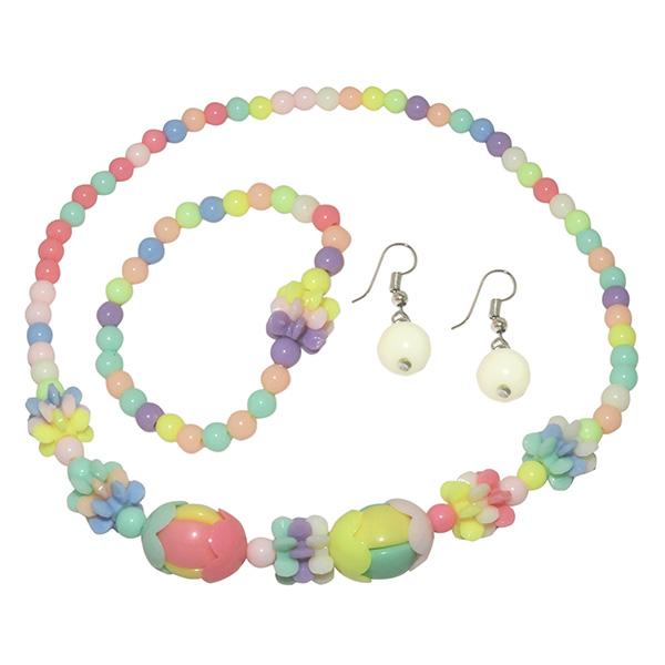 Cuteens Multicolor Beads Necklace Set With Bracelet - 1106701
