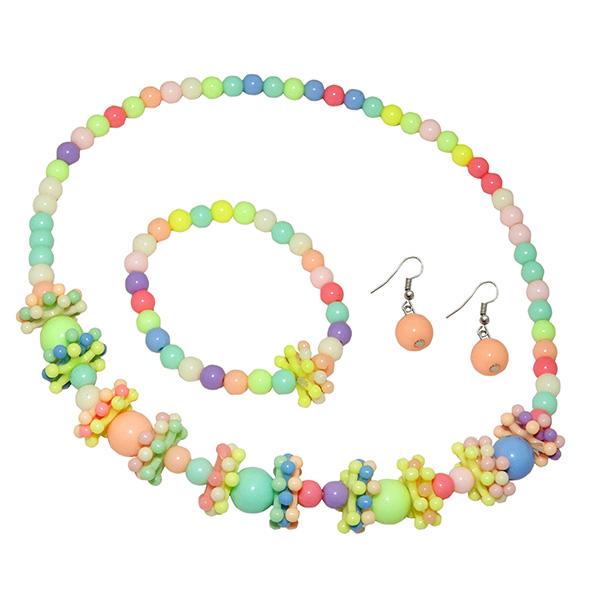 Cuteens Multicolor Beads Necklace Set With Bracelet - 1106702