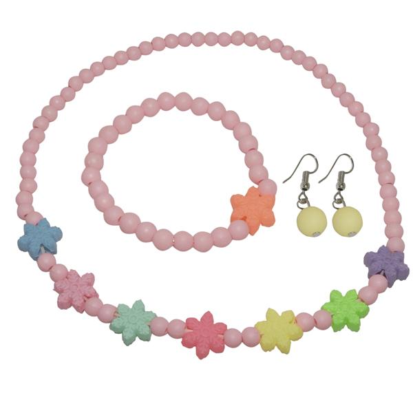 Cuteens Multicolour Beads Necklace Set With Bracelet - 1106707