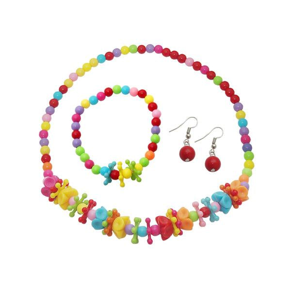 Cuteens Multicolour Beads Necklace Set With Bracelet - 1106710