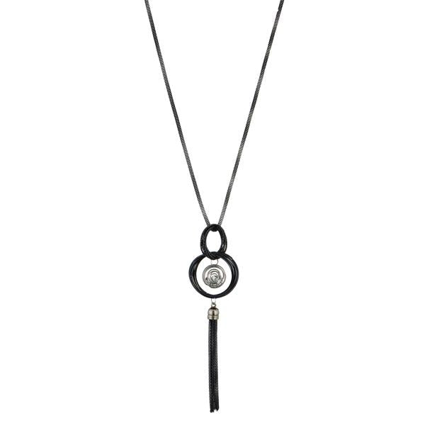 Urthn Black Oxidised Plated Statement Necklace - 1106820B