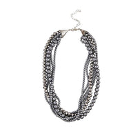 Urthn Black Oxidised Plated Beads Statement Necklace - 1107011