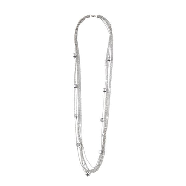 Urthn Rhodium Plated Multi Layer Chain Fusion Necklace - 1107021