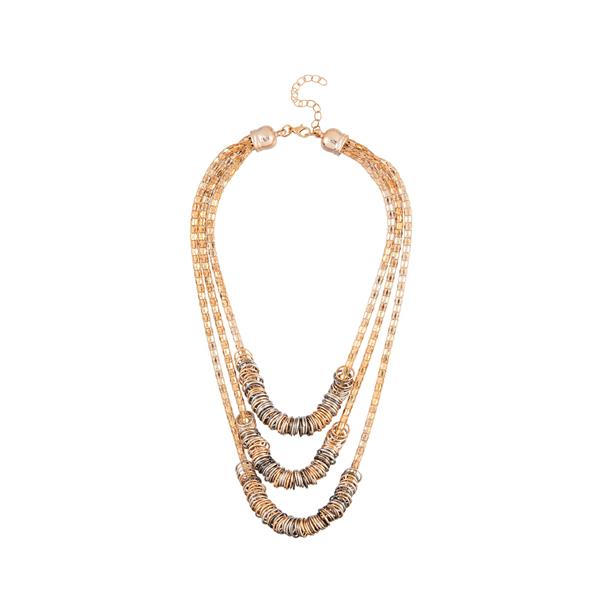 Urthn Rose Gold Plated 3 layers Chain Statement Necklace - 1107025