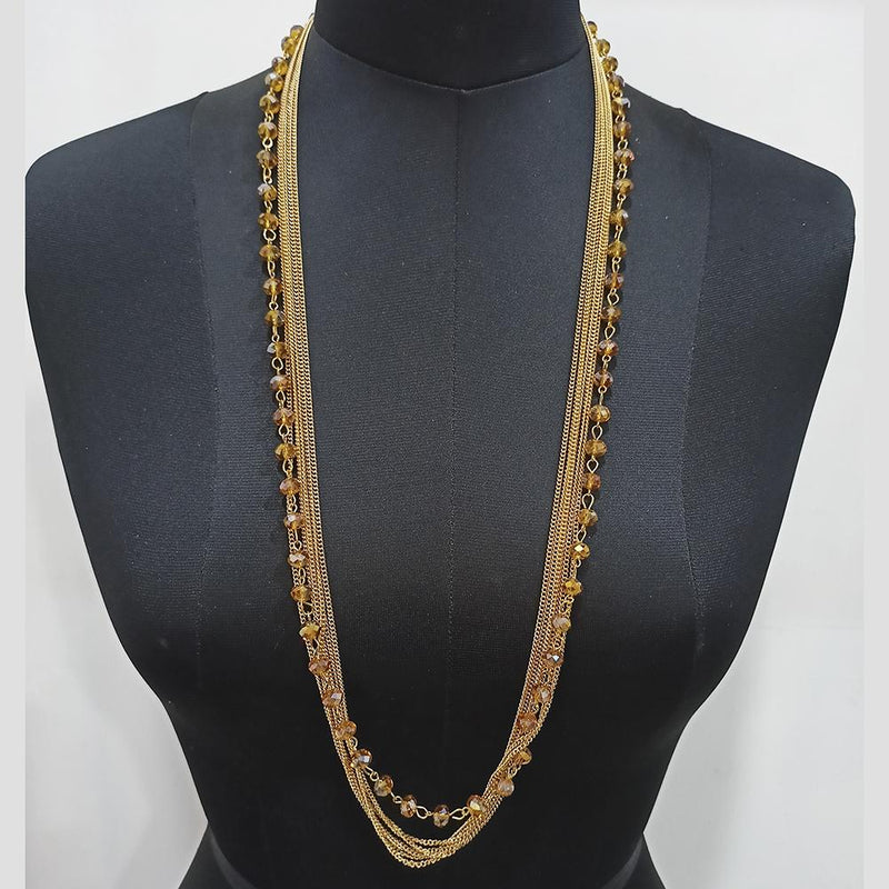 Urthn Gold Plated Brown Beads Fashion Necklace - 1107027A