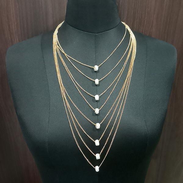 Urthn Gold Plated Austrian Stone Chain Statement Necklace - 1107060A