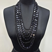 Urthn Black Plated Multi Layer Statement Necklace - 1107069