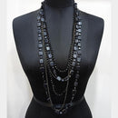 Urthn Black Plated Multi Layer Statement Necklace - 1107070