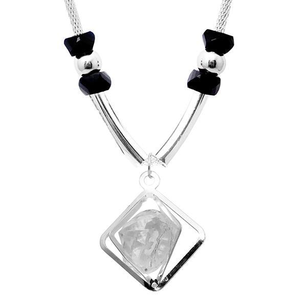 Urthn Silver Plated Glass Stone Statement Necklace - 1107702A