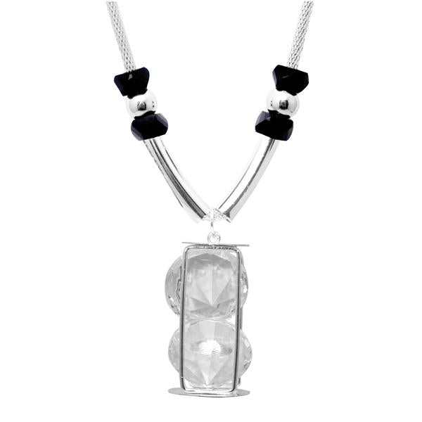 Urthn Glass Stone Silver Plated Statement Necklace - 1107703A