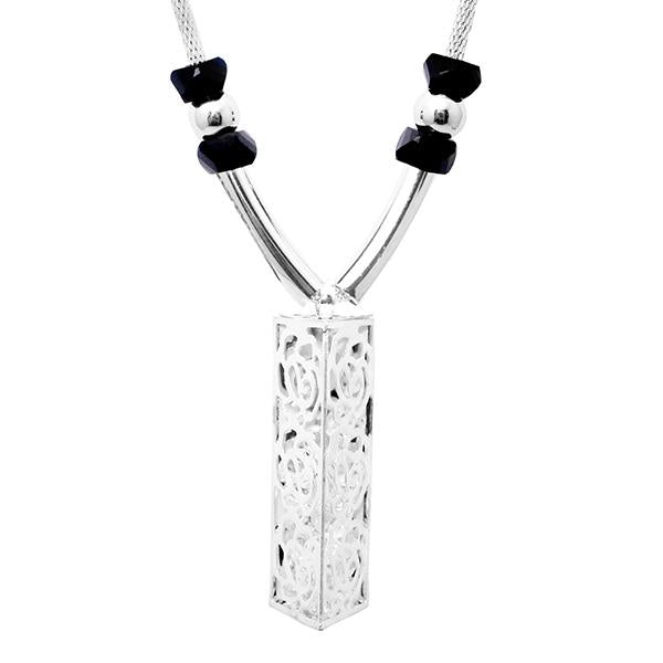 Urthn Glass Stone Silver Plated Statement Necklace - 1107706A