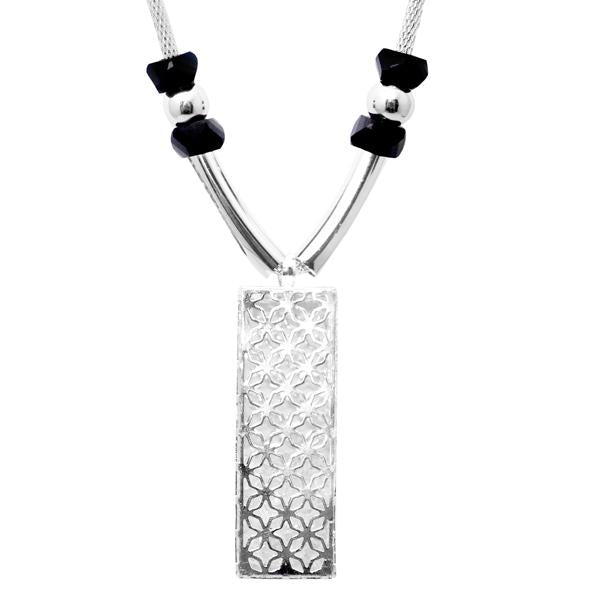 Urthn Glass Stone Silver Plated Necklace - 1107708A