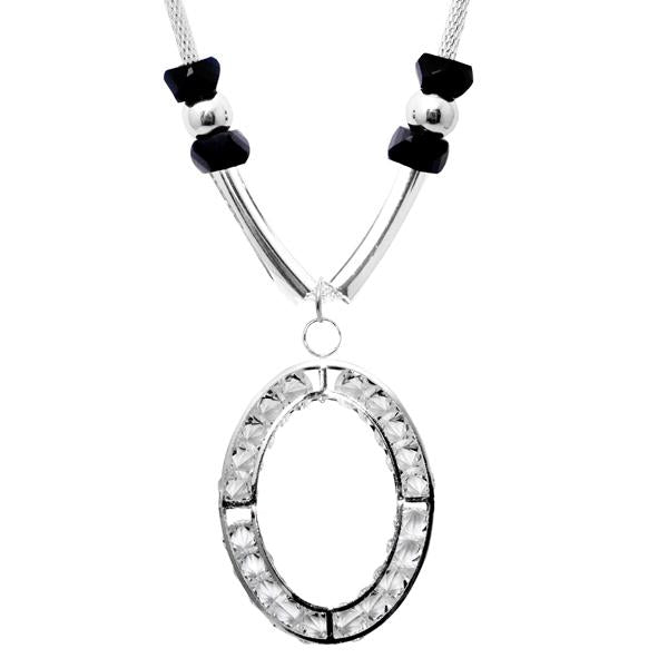 Urthn Silver Plated Glass Stone Statement Necklace - 1107712A