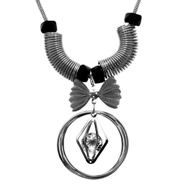 Urthn Rhodium Plated Glass Stone Necklace - 1107716C