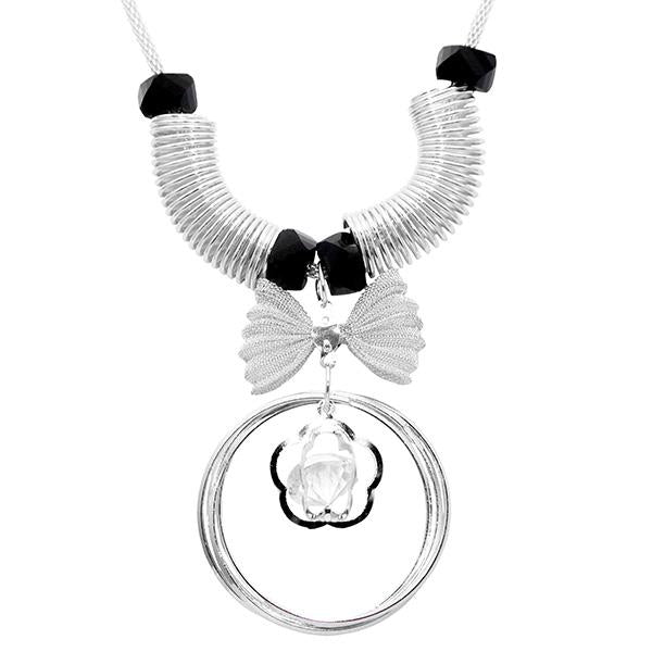 Urthn Glass Stone Silver Plated Statement Necklace - 1107717A
