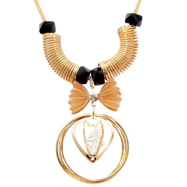 Urthn Rose Gold Plated Glass Stone Statement Necklace - 1107718B