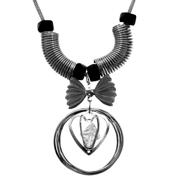 Urthn Rhodium Plated Glass Stone Statement Necklace - 1107718C